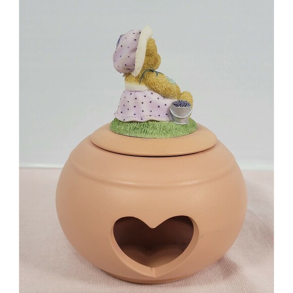 3 Piece Cherished Teddies 111601 Tea Light Round Heart Cutout Figurine Top 2002 - Picture 3 of 12